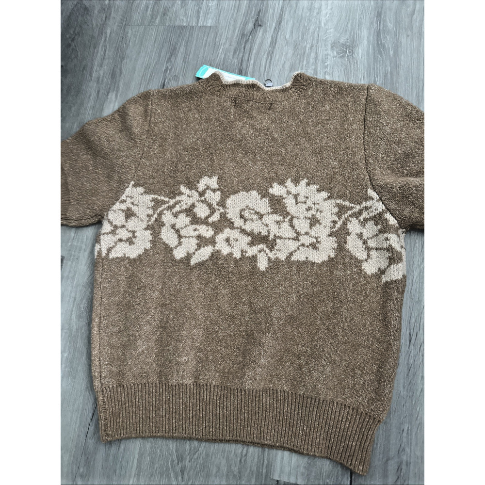 Daniel Rainn Brown Knit Sweater with Cream Floral Panel